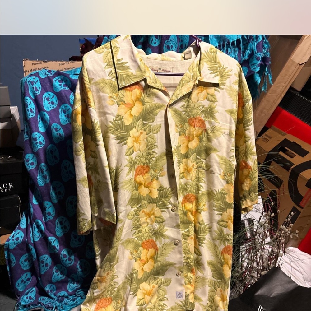 Tommy Bahama Floral Print Shirt - Yellow and Green